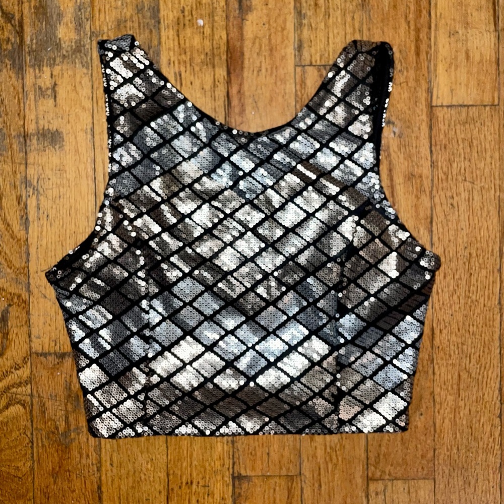 Silver sequined crop top